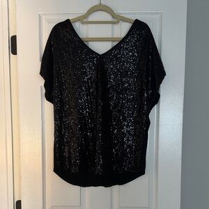 She + Sky Black Sequin Blouse